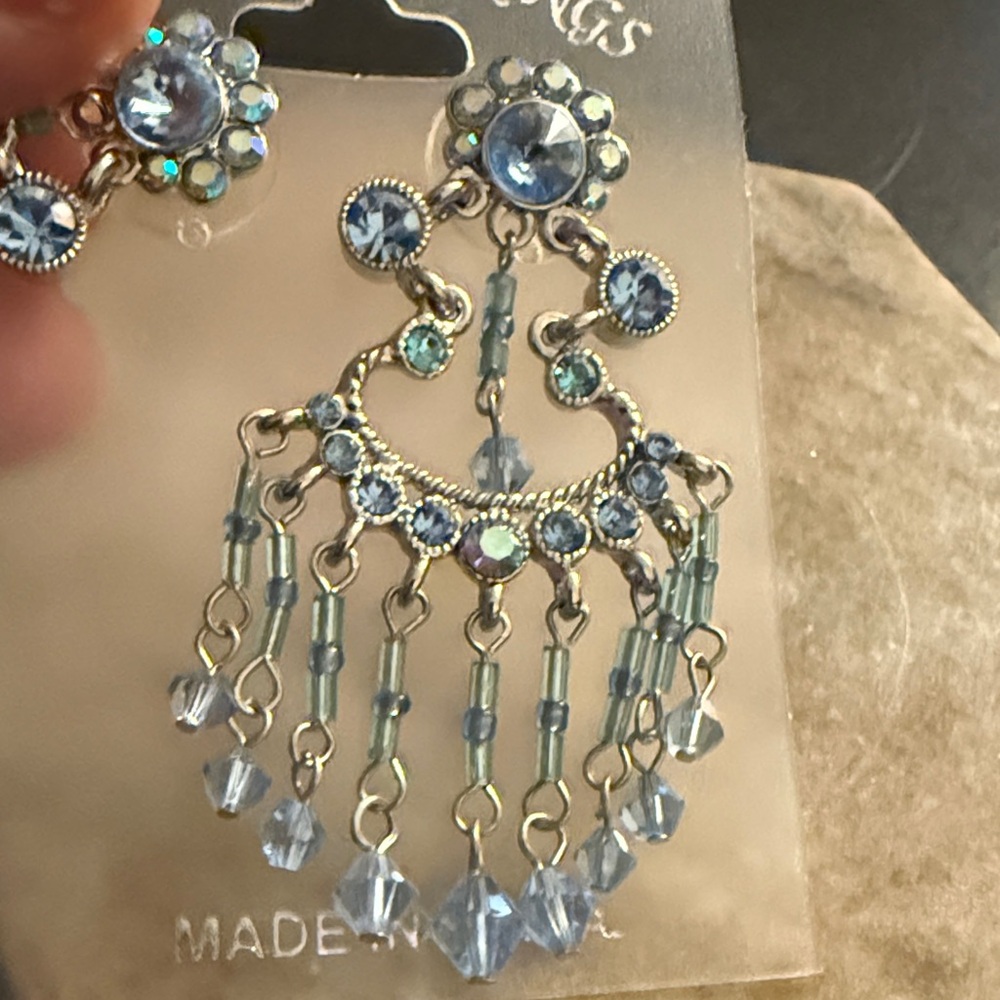 Elegant Blue Chandelier Earrings Evening Earrings Night out Earrings - Picture 3 of 6